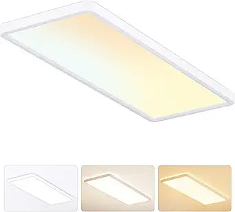 MOONSEA 23 Inch LED Flat Panel Ceiling Light Fixture 32W, 3200LM, 3000K/4000K/6500K 3CCT Selectable Toggle Switch, Rectangle Surface Mount Ceiling Lamp for Bathroom, Kitchen, Laundry, Garage, White