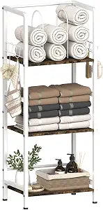 Mondazie Towel Racks for Bathroom Storage Shelves Free Standing, White