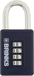 BRINKS - 40mm 4-Dial Resettable Sports Padlock - Zinc Die-Cast Body with Chrome Plated Shackle, Navy