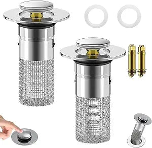 2Pcs Stainless Steel Floor Drain Filter,Bathroom Sink Stopper Hair Catcher