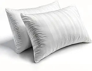 Hotel Grand Bed Pillows King Size Set of 2 Packs - 500 Thread Count 100% Cotton Medium Firm Hypoallergenic Feather Down Pillows Machine Washable Pillow for Back, Stomach or Side Sleepers, 20"x36"