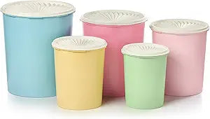 Tupperware Heritage Collection 10 Piece Nested Canister Set in Vintage Colors, Dishwasher Safe and BPA Free (5 Containers, 5 Lids)