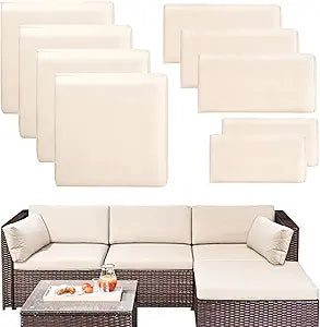 9 Pcs Outdoor Patio Cushion Covers Replacement,Patio Furniture Cushions Covers, Waterproof with Zipper for 5 Pcs Patio Furniture Set,Covers Only (Beige)