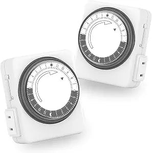 HBN Indoor Outlet Timer, 24 Hour Mechanical Plug Dual Outlets 2 Pack