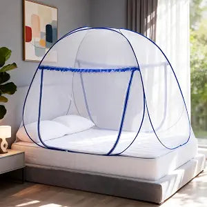Pop-Up Mosquito Net Tent for Bed, Folding Portable Camping Travel Mosquito Tent with Net Bottom for Baby Adults, Easy to Wash Mosquito Net for Queen Size Bed L79 x W59 x H59 inch, 2 Entries