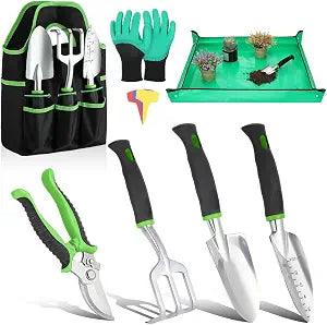 Housolution Gardening Tools Set, 8PCS Gardening Gifts for Women, Green