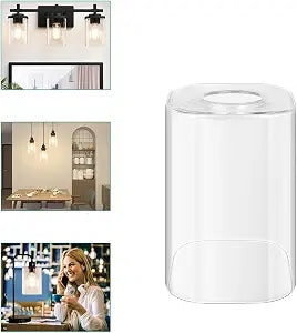 1-Pack Clear Glass Lampshade Replacement, High Transmittance Square Glass Cover, 5.71in Height, 3.94in Diameter, 1.77in Fitter Lamp Shade Replacement for Pendant Light, Table Lamp