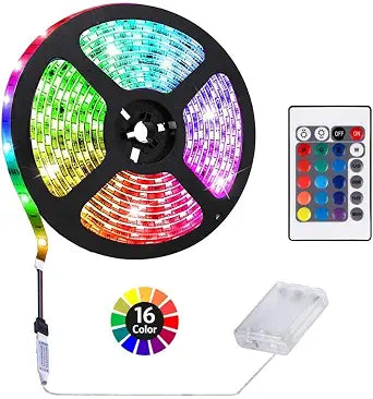 1M/3.3FT Battery Powered LED Strip Lights, Flexible Color Changing RGB LED Light Strip, TV Backlight Background Lighting