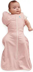 Love to Dream Swaddle Up Transition Bag, 1.0 TOG, 13-19 lbs, Stage 2, Zip-Off Wings, Gently Help Baby Transition from Being Swaddled to Arms Free When Showing Signs of Rolling, Powder Pink Twinkle