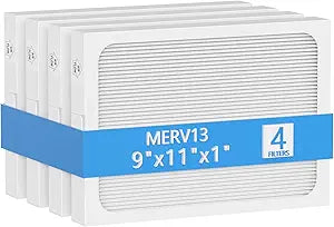 9 x 11 x 1 MERV 13 Replacement Dehumidifier Filter Compatible with Santa Fe Compact70, Ultra70, Element, Compact2, UA 65H dehumidifier Models, 4 Pack