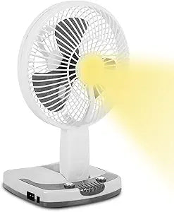 Technical Pro Adventure Series Rechargeable Desk/Wall Fan with LED Work Lamp Γ Adjustable & Portable Fan for Home, KidsΓ Room, Dorm, Outdoor Areas Γ White