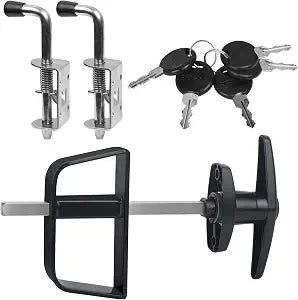 Shed Door Latch Kit with 5-1/2" Stem T-Handle Lock, 5 Keys and 2 Packs Spring Loaded Latch Hardware - Ideal for Sheds, Playhouses, Chicken Coops, RVs, Garages