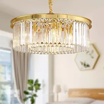 Gold Crystal Chandeliers Modern Contemporary Ceiling Lights Fixtures Pendant Lighting Dining Room Living Room Chandelier D21.6