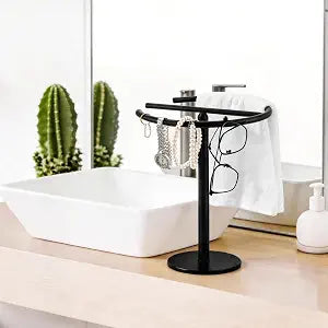 Countertop Hand Towel Holder Stand for Bathroom Stainless Steel Free Standing Towel Rack Holds 2 Towels for Kitchen 13 inch Counter Towel Bar Rack Stand