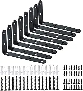 Shelf Bracket 8 Pack 5" Lx3 H 5mm Thick Heavy Duty Black L Brackets