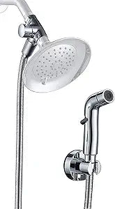 G-Promise Dog Shower Sprayer Attachment for Fast and Clean Pet Showering, Multifunctional Shower, Metal Diverter, 100 Inch Extra Long Hose, No Drill Hook, Dog Washing-Bathroom (Chrome)
