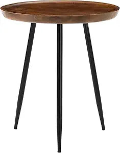 MH London Modern Side Table-Dilan Tri Pin End Table. Exclusively Designed Hand-Crafted Small Nightstand. Solid Wood Round End Table.Contemporary Accent Table for Bedrooms, Living Rooms and Home Office