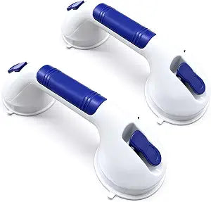 Blue Jay Suction Grab Bars for Seniors, 2 Pack Bathroom Safety Bar for Showers and Bathtubs, Portable No-Drill Balance Handle, 11.5 Inch