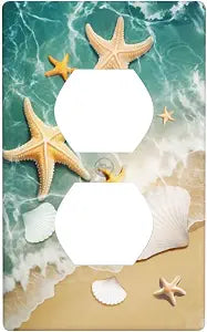 Starfish Duplex Outlet Cover Wall Plates Decorate Outlet Covers For Electrical Outlets Switch Plate Decorative Wallplate Plug Cover 4.5 * 2.76 Inches