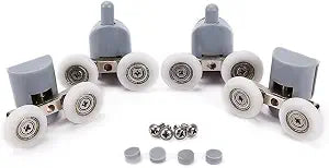Shower Door Wheels, Lance Home 8Pcs Double Twin Top/Bottom Shower Door Rollers/Runners/Pulleys/Wheels Bathroom Replacement Parts for Curved Straight Sliding Shower Door 23mm Diameter