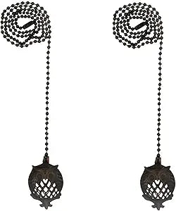 Royal Designs, Inc. FP-1036-ORB-2 Adjustable Ceiling Fan Pull Chain Extension with All Seeing Owl Ornament, 24 inch, Oil Rubbed Bronze, 2-Pack