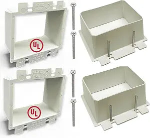 iMBAPrice BE2-2 2-Gang White Electrical Box Extender, UL Listed, 2-Pack  Extends Setback Metal or Non-Metallic Electrical Boxes for Power Outlets, Switches & Receptacles