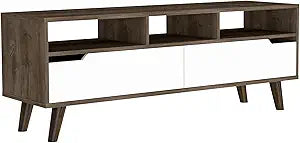 Tuhome Oslo TV Stand for TVs up to 51 Inches with Two Spacious Drawers, Three Open Shelves and Four Sturdy Legs, Modern Media Console with Superior Top and Functional Storage for Living Rooms