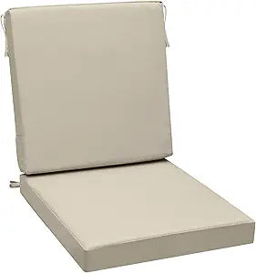 AAAAAcessories Outdoor Seat Cushions for Chairs, One-Piece Design, Fade-Resistant, Waterproof Patio Furniture Replacement Cushions, 20" x 20" x 3" + 20" x 20" x 3", Beige