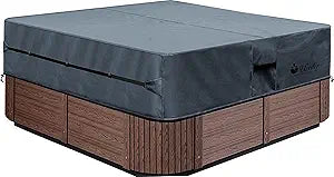 Waterproof Hot Tub Cover -Outdoor Spa Cover Cap(Actual Size 97''x97''x20'' Fit 95''x 95'') 600D Heavy Duty Polyester Hot Tub Cover Protector(Dark Gray)