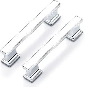 Probrico 20 Pack 3 3/4 Inch Polished Chrome Cabinet Handles, Shiny Kitchen Handles for Cabinets, 96mm Hole Center Drawer Pulls, Easy-Install Bathroom Hardware for Drawers & Cupboards