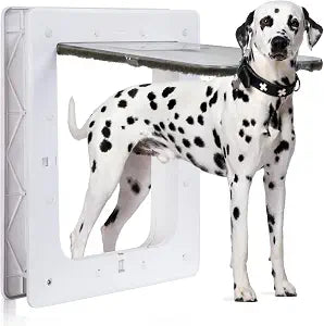 Pet Door, Durable Plastic Dog Door, 16.7x 11.7'' Inner Frame for Large Dog and Pets, Easy DIY Installation, Suitable for Interior and Exterior Doors, Screen and Wall, White Doggie Door
