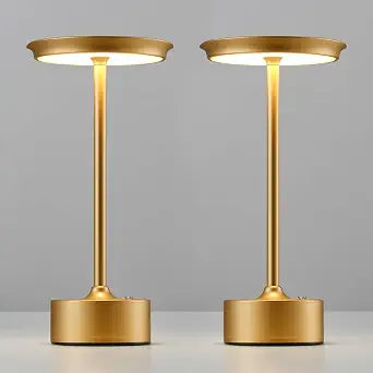 PUSU Rechargeable Table Lamps Set of 2, Gold Cordless Portable Desk Lamp
