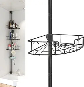Shower Organizer, 39 to 125 Inch Height Adjustable Shower Caddy with 4 Adjustable Shelves, Organization And Storage for Bathroom Corner Shelves Rack Countertop with Tension Pole, Home Decor