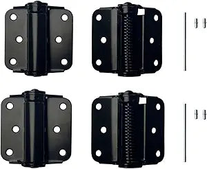 QCAA Heavy Duty Adjustable Spring Hinge, Thicker, 3", Black,Made in Taiwan, 4 Pack