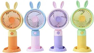 Pack of 4X Fans Portable Fan Rabbit Design Rechargeable Mini Fan Handhold Fan for Travel Outdoor Hiking