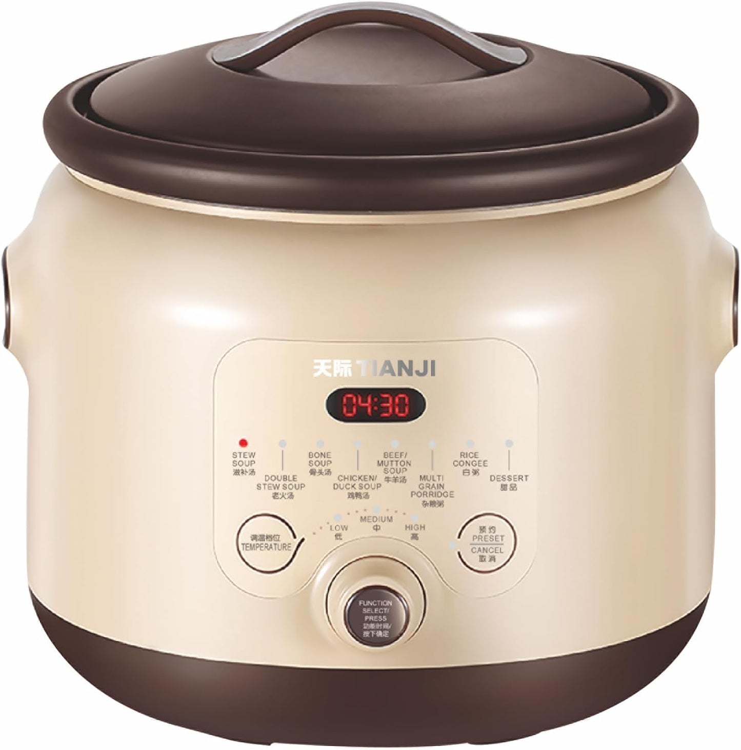 Electric Stew Pot DGD40-40SED, Purple Clay Inner Pot Ceramic Cooker for Chinese Soup & Porridge, 4L