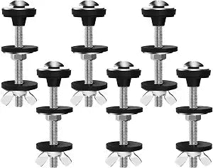 6PCS Universal Toilet Seat Bolts Kit, Heavy Duty Toilet Tank Bolts Replacement, Waterproof Stainless Steel Toilet Seat Screws and Rubber Washers Gaskets with Extra Long Nut
