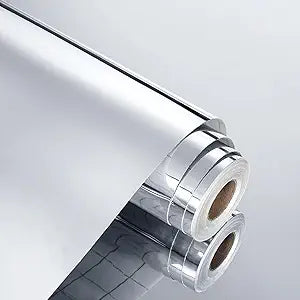 WESTICK Mirror Wall Stickers Peel and Stick Mirror Wallpaper Non Glass Mirror Stickers Flexible Silver Contact Paper for Cabinets Walls Decal Backsplash Glossy Mirror Vinyl Permanent Wrap 394"x15.8"