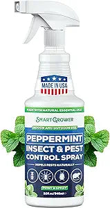 All Natural Peppermint Oil Insect & Pest Control Spray Repels Mice, Spiders, Ants, for Home, Indoor, Outdoor, Garden Maximum Strength Smart Grower Ready to Use 32 FL OZ