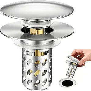 Bathroom Sink Stopper Pop-Up Sink Drain Strainer Hair Catcher