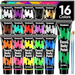 16 Colors Face Body Paint, 10.8 Oz Water Based Painting Set For Adults