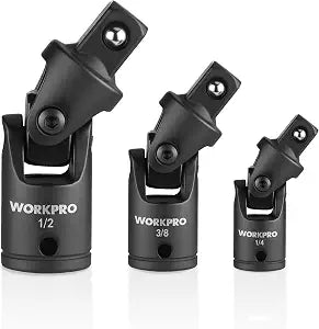 WORKPRO Universal Joint Socket Adapter Set, 3-Piece, 1/4", 3/8", 1/2" Drive