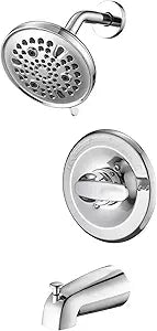 Bathtub Faucet Trim Kit Compatibe with 1300/1400 Series, 9-Setting High Pressure 5.5" Round Rain Shower Head& Handle Set, Chrome(Valve& Catridge Not Inclued)