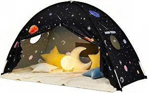 Sumbababy Space Kids Bed Tent for Boys, Galaxy Twin Size Bed Tents Canopy for Kids Indoor Privacy Sleeping  Queen Size Toddler Blackout Bunk Tents for Birthday Christmas Castle Gift Toy, Black