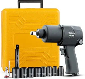 T-288 1/2" Air Impact Wrench Kit [ mm Size Sockets ] Heavy Duty Twin Hammer Half Inch Impact Gun 5-Speed pistola de impacto