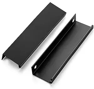 30 Pack Finger Pulls for Cabinets 102mm/4in Hole Center Black Cabinet Handles Edge Pulls for Cabinets Finger Cabinet Handles Concealed Tab Pulls for Kitchen Drawer