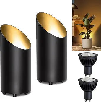 Spot Lights Indoor Uplights 8W Floor Can Uplighting Indoor with 3000K GU10 Bulb Desktop Corner Accent Lighting for Home Plant Picture Living Room with 5.9 FT Plug Cord and Foot Switch(2Pack)