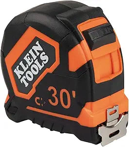Klein Tools 9230 Tape Measure, Heavy-Duty Measuring Tape with 30-Foot Double-Hook Double-Sided Nylon Reinforced Blade, with Metal Belt Clip