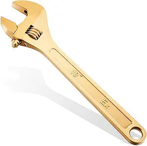 Hicarer Non Sparking Tools Adjustable Wrench, 10 Inch Spark-Free Spanner, Aluminum Bronze Anti-Magnetic Adjustable Wrench for Oil Gas Chemical Plant