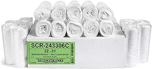 Aluf Plastics SCR-243306C 12-16 Gallon Trash Bags - (Commercial 1000 Pack) - Source Reduction Series Value High Density 6 Micron Gauge (equiv) - Intended for Office, Bathroom, Paper, Styrofoam